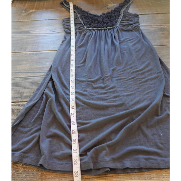 Vintage Y2K Babydoll Dress Small Gray Rosette Ruched Fairy Grunge Whimsigoth 90s - Picture 5 of 7